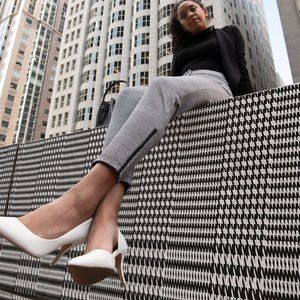 Betabrand skinny leg cigarette plaid yoga dress pants size XS petite